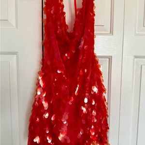 Red Sequin Sleeveless Dress